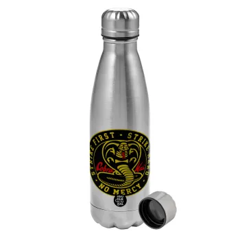 cobra kai strike first dojo, Metallic water bottle, stainless steel, 750ml