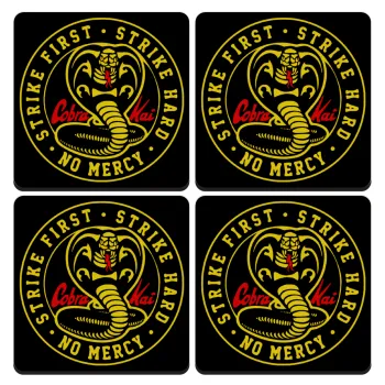 cobra kai strike first dojo, ΣΕΤ 4 Σουβέρ ξύλινα τετράγωνα (9cm)