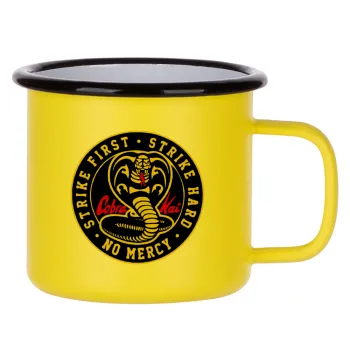 cobra kai strike first dojo, Metallic enamel MATT Yellow cup 360ml