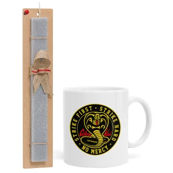 cobra kai strike first dojo, Easter Set, Ceramic Cup (330ml) & Easter aromatic flat candle (30cm) (GRAY)