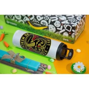 cobra kai strike first dojo, Πασχαλινή Λαμπάδα με Travel Tumbler θερμό με διπλό καπάκι (600ml, BPA free) & κερί αρωματικό πλακέ (30cm) (ΤΙΡΚΟΥΑΖ)