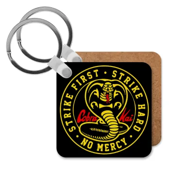cobra kai strike first dojo, Μπρελόκ Ξύλινο τετράγωνο MDF