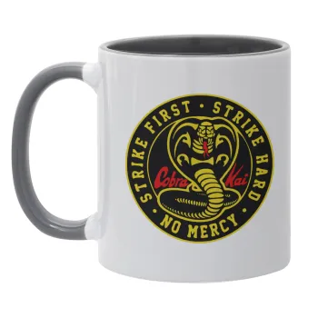 cobra kai strike first dojo, Κούπα χρωματιστή γκρι, κεραμική, 330ml