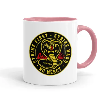 cobra kai strike first dojo, Κούπα χρωματιστή ροζ, κεραμική, 330ml