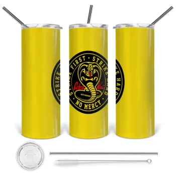 cobra kai strike first dojo, Tumbler stainless steel 600ml, with metal straw & cleaning brush