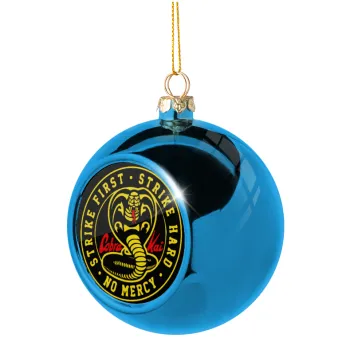 cobra kai strike first dojo, Blue Christmas tree ball ornament 8cm