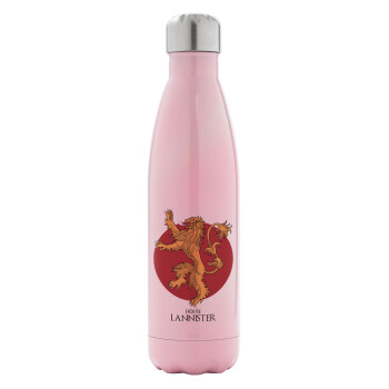 House Lannister GOT, Metal mug thermos Pink Iridiscent (Stainless steel), double wall, 500ml