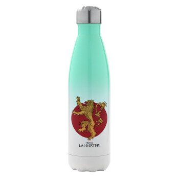 House Lannister GOT, Metal mug thermos Green/White (Stainless steel), double wall, 500ml