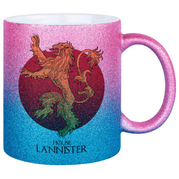 House Lannister GOT, Κούπα Χρυσή/Μπλε Glitter, κεραμική, 330ml