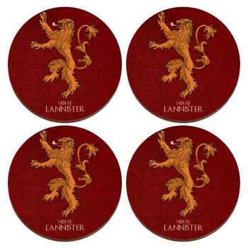 House Lannister GOT, ΣΕΤ x4 Σουβέρ ξύλινα στρογγυλά plywood (9cm)