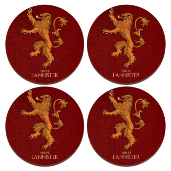 House Lannister GOT, ΣΕΤ x4 Σουβέρ ξύλινα στρογγυλά plywood (9cm)