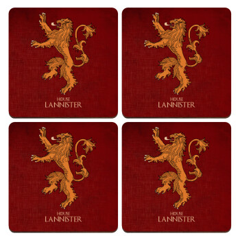House Lannister GOT, ΣΕΤ x4 Σουβέρ ξύλινα τετράγωνα plywood (9cm)