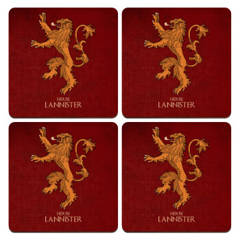 House Lannister GOT, ΣΕΤ x4 Σουβέρ ξύλινα τετράγωνα plywood (9cm)