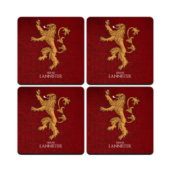 House Lannister GOT, ΣΕΤ 4 Σουβέρ ξύλινα τετράγωνα (9cm)