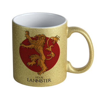House Lannister GOT, Κούπα Χρυσή Glitter που γυαλίζει, κεραμική, 330ml