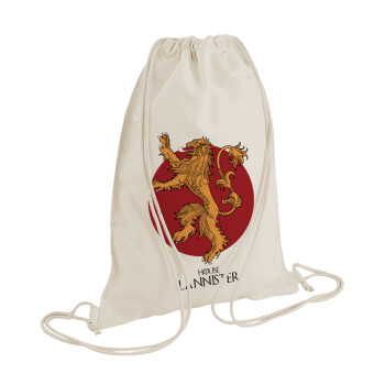 House Lannister GOT, Τσάντα πλάτης πουγκί GYMBAG natural (28x40cm)