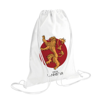 House Lannister GOT, Τσάντα πλάτης πουγκί GYMBAG λευκή (28x40cm)