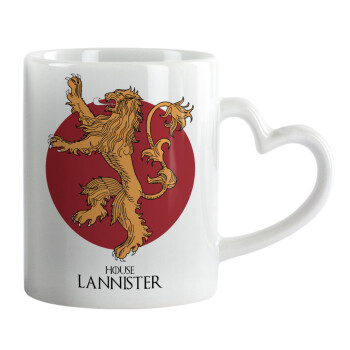 House Lannister GOT, Κούπα καρδιά χερούλι λευκή, κεραμική, 330ml