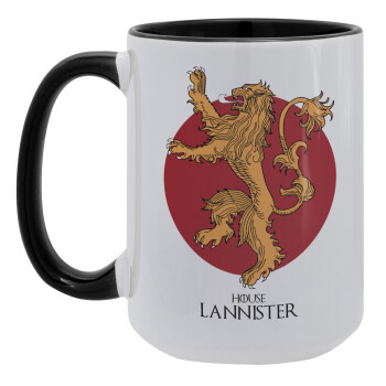 House Lannister GOT, Κούπα Mega 15oz, κεραμική Μαύρη, 450ml