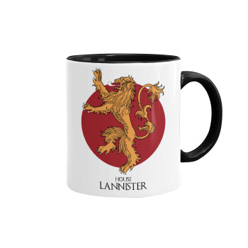 House Lannister GOT, Κούπα χρωματιστή μαύρη, κεραμική, 330ml