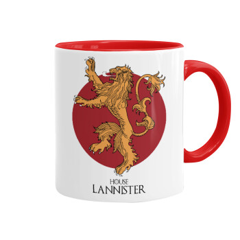 House Lannister GOT, Κούπα χρωματιστή κόκκινη, κεραμική, 330ml