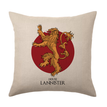 House Lannister GOT, Μαξιλάρι καναπέ ΛΙΝΟ 40x40cm περιέχεται το  γέμισμα