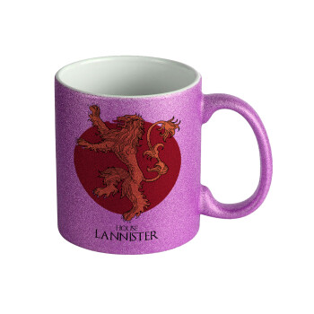 House Lannister GOT, Κούπα Μωβ Glitter που γυαλίζει, κεραμική, 330ml