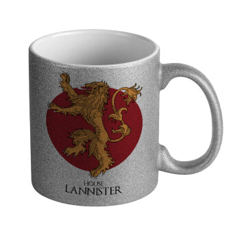 House Lannister GOT, Κούπα Ασημένια Glitter που γυαλίζει, κεραμική, 330ml