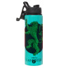 Metallic water bottle with safety lid, 850ml aluminum