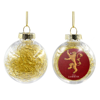 House Lannister GOT, Χριστουγεννιάτικη μπάλα δένδρου διάφανη με χρυσό γέμισμα 8cm