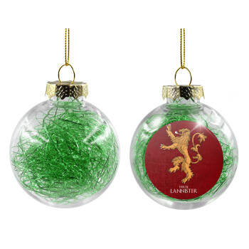 House Lannister GOT, Χριστουγεννιάτικη μπάλα δένδρου διάφανη με πράσινο γέμισμα 8cm