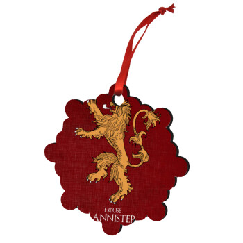 House Lannister GOT, Χριστουγεννιάτικο στολίδι snowflake ξύλινο 7.5cm