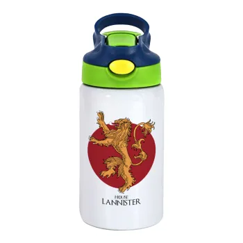 House Lannister GOT, Παιδικό παγούρι θερμό, ανοξείδωτο, με καλαμάκι ασφαλείας, πράσινο/μπλε (350ml)