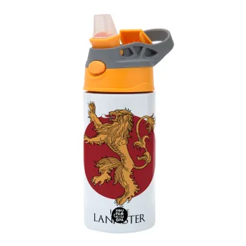 House Lannister GOT, Children's hot water bottle, stainless steel, with safety straw, Orange/Grey (360ml) BPA-FREE