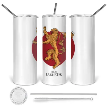 House Lannister GOT, Tumbler stainless steel 600ml, with metal straw & cleaning brush