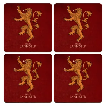 House Lannister GOT, ΣΕΤ x4 Σουβέρ ξύλινα τετράγωνα plywood (9cm)