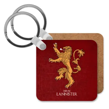 House Lannister GOT, Μπρελόκ Ξύλινο τετράγωνο MDF