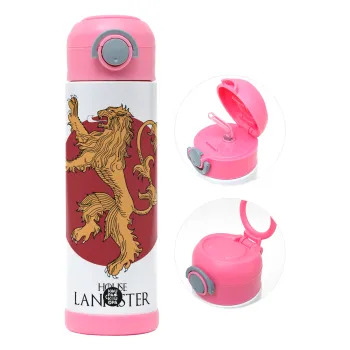 House Lannister GOT, Children's hot water bottle, stainless steel, with safety straw, PINK (500ml)