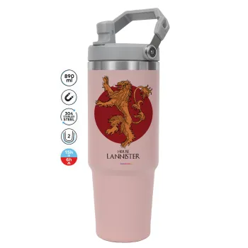 House Lannister GOT, ΡΟΖ χρώματος Θερμός Ανοξείδωτο 890ml (30oz) με χερούλι