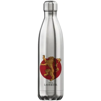 House Lannister GOT, Μεταλλικό παγούρι θερμός Inox (Stainless steel), διπλού τοιχώματος, 750ml