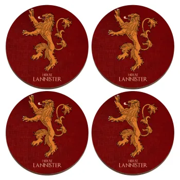 House Lannister GOT, ΣΕΤ x4 Σουβέρ ξύλινα στρογγυλά plywood (9cm)