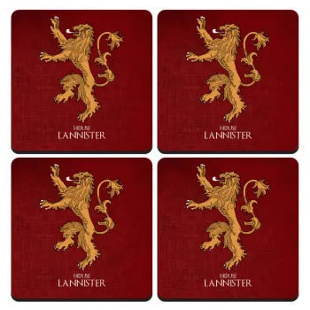 House Lannister GOT, ΣΕΤ 4 Σουβέρ ξύλινα τετράγωνα (9cm)