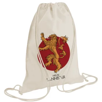 House Lannister GOT, Τσάντα πλάτης πουγκί GYMBAG natural (28x40cm)