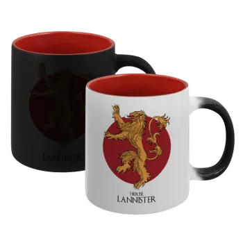 House Lannister GOT, Κούπα Μαγική εσωτερικό κόκκινο, κεραμική, 330ml που αλλάζει χρώμα με το ζεστό ρόφημα