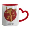 Mug heart red handle, ceramic, 330ml