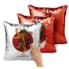 Μαξιλάρι καναπέ Μαγικό Κόκκινο με πούλιες 40x40cm περιέχεται το γέμισμα