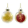 Transparent Christmas tree ball ornament with gold filling 8cm