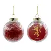 Transparent Christmas tree ball ornament with red filling 8cm