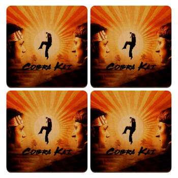 Cobra Kai, ΣΕΤ x4 Σουβέρ ξύλινα τετράγωνα plywood (9cm)