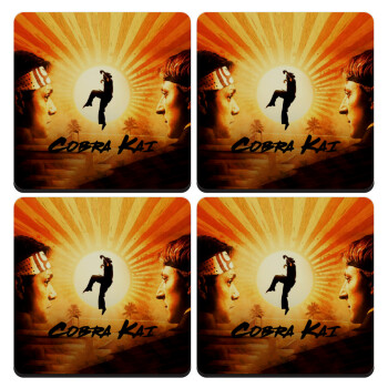 Cobra Kai, ΣΕΤ 4 Σουβέρ ξύλινα τετράγωνα (9cm)